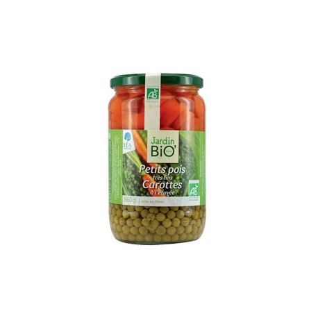 Petits pois très fins et carottes bio 660g