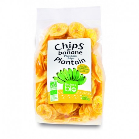 Chips de banane plantain BIO salées SALÉES 100GR