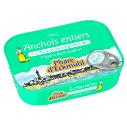 Anchois entier à l'huile olive vierge extra bio 115gr Phare d'Eckmühl