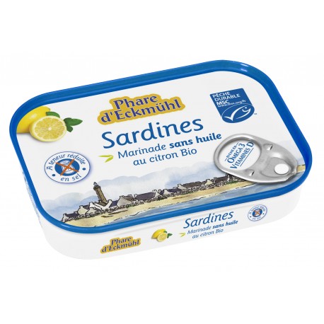 SARDINES MARINEES SANS HUILE AU CITRON BIO