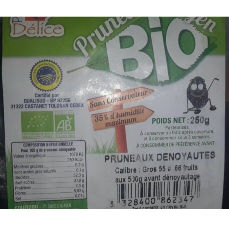Pruneaux d'Agen dénoyautés gros cal - 250g