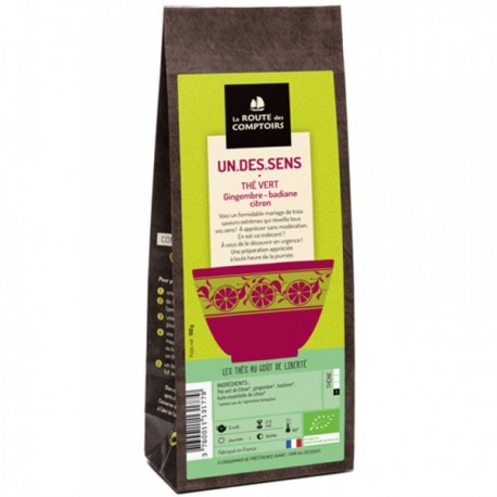 Route des Comptoir Thé vert Un des sens Gingembre citron badiane - 100g