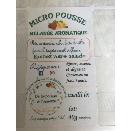 Mélange " doux" Micropousses 40 g (la barquette)