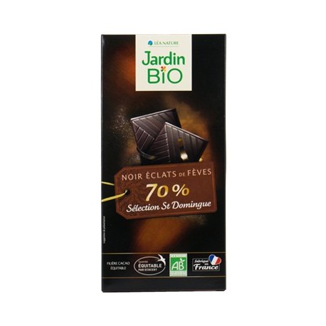 Chocolat tablette noir aux éclats de fèves bio 100g
