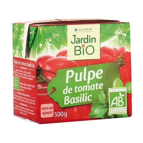 Pulpe de tomates bio au basilic 500g